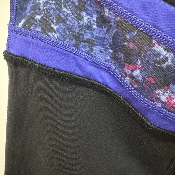 Ivivva Black Leggings with Purple and Floral Waistband - Picture 3 of 5